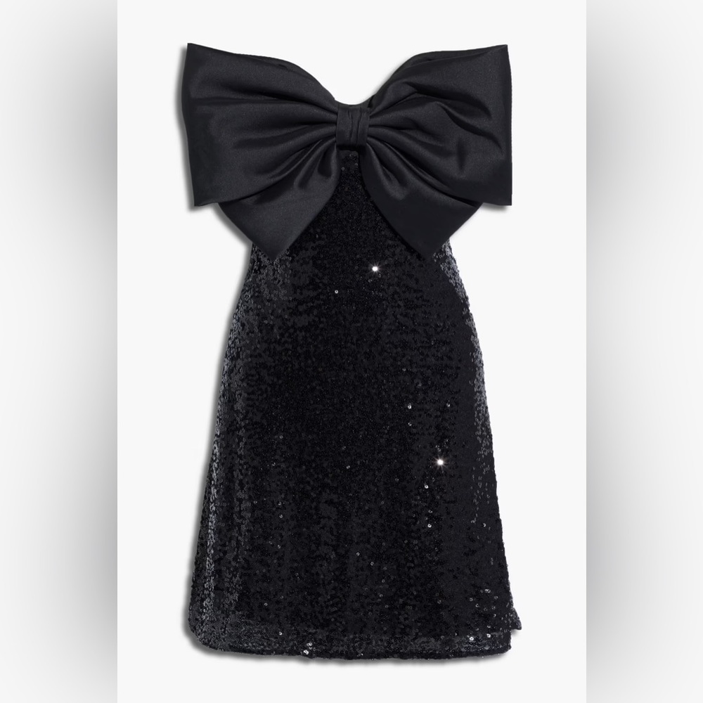 Badgley Mischka bow sequin dress